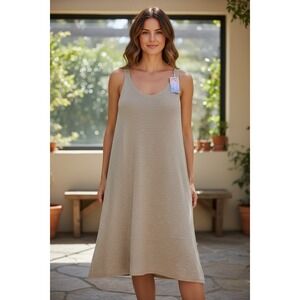 Yunika Made in Italy Gold Knit‎ Sleeveless Midi Dress S/M NWT